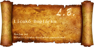 Licskó Boglárka névjegykártya